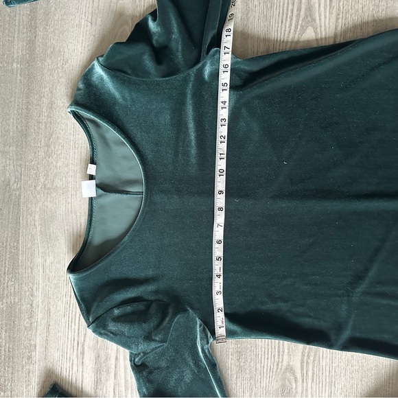 Gap Green Velvet Long Sleeve Shift Midi Dress Small Tall - Picture 9 of 11